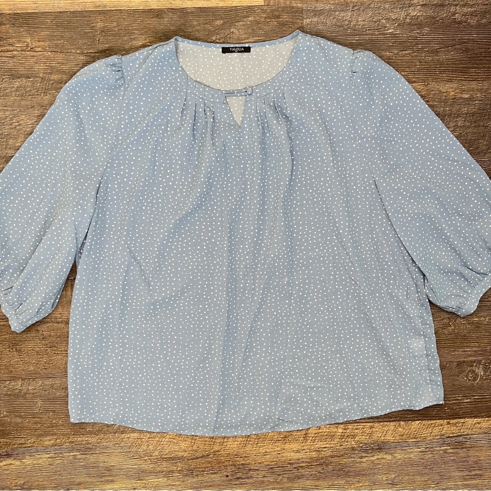 Valolia light blue polkadot blouse top shirt size XXL B134